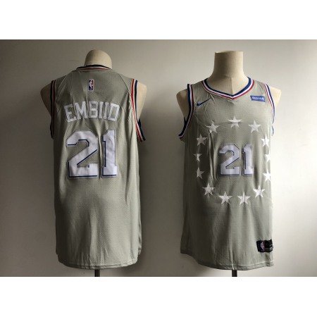 Men's Philadelphia 76ers #21 Joel Embiid Gray 2018/19 City Edition Swingman Stitched NBA Jersey