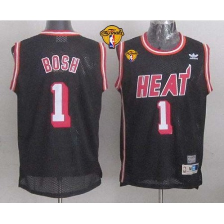 Heat #1 Chris Bosh Black Hardwood Classics Nights Finals Patch Stitched NBA Jersey