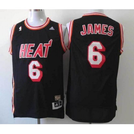 Heat #6 LeBron James Black Hardwood Classics Nights Stitched NBA Jersey