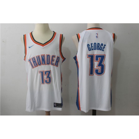 Men's Nike Oklahoma City Thunder #13 Paul George White Stitched NBA Jersey