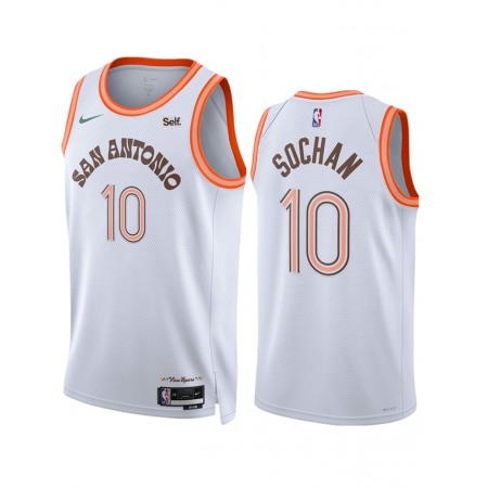 Men's San Antonio Spurs #10 Jeremy Sochan White 2023/24 City Edition Stitched Basketball Jersey