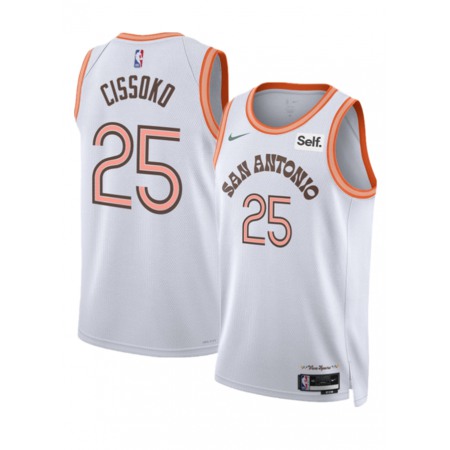 Men's San Antonio Spurs #25 Sidy Cissoko White 2023/24 City Edition Stitched Basketball Jersey