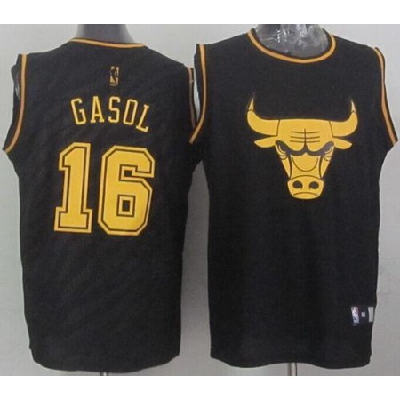 Bulls #16 Pau Gasol Black Precious Metals Fashion Stitched NBA Jersey