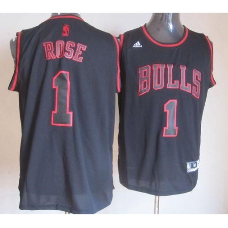 Bulls #1 Derrick Rose Black Graystone Fashion Stitched NBA Jersey