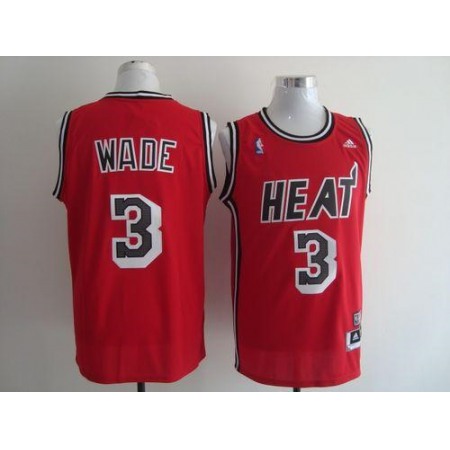 Heat #3 Dwyane Wade Red Hardwood Classics Nights Stitched NBA Jersey