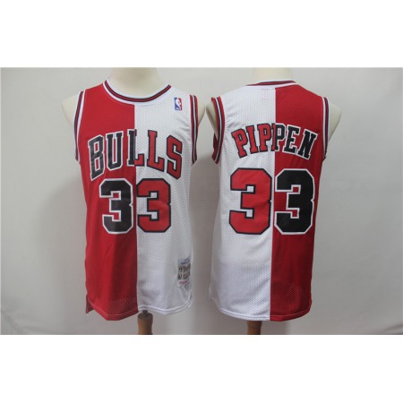 Men's Chicago Bulls #33 Scottie Pippen Red White Split 1997/98 Hardwood Classics Stitched NBA Jersey