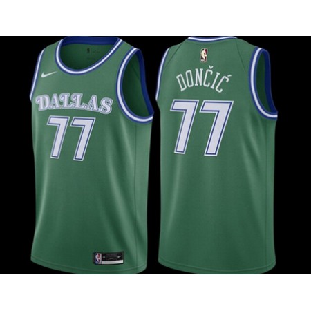 Men's Dallas Mavericks #77 Luka Doncic Green Classic Edition Stitched Basketball Jersey