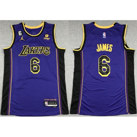 Men's Los Angeles Lakers #6 LeBron James 2022/23 Purple Classic Edition No.6 Patch Stitched Basketball Jersey