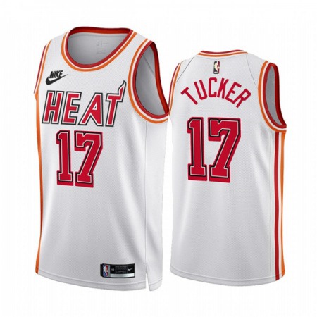 Men's Miami Heat #17 P.J. Tucker White Classic Edition Stitched Basketball Jersey