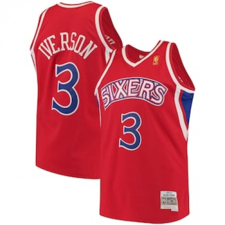 Men's Philadelphia 76ers #3 Allen Iverson Red Mitchell & Ness 1996-97 Hardwood Classics Stitched Jersey