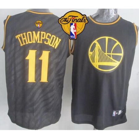 Warriors #11 Klay Thompson Black Precious Metals Fashion The Finals Patch Stitched NBA Jersey