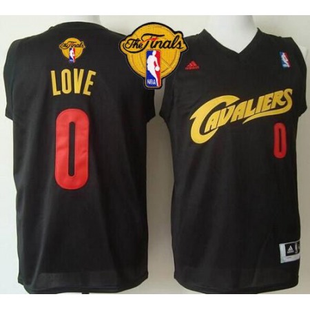 Cavaliers #0 Kevin Love Black(Red No.) Fashion The Finals Patch Stitched NBA Jersey