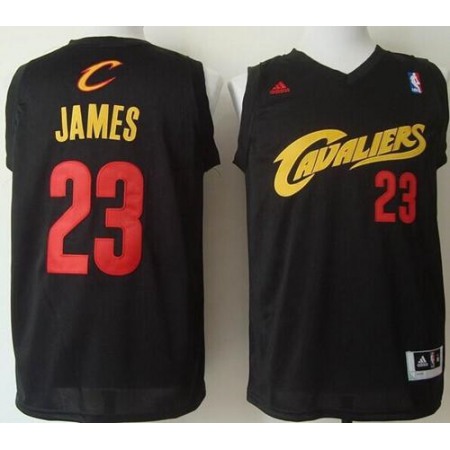 Cavaliers #23 LeBron James Black(Red No.) Fashion Stitched NBA Jersey