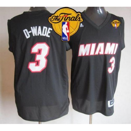 Heat #3 Dwyane Wade Black D-WADE Fashion Finals Patch Stitched NBA Jersey