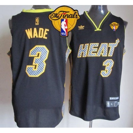 Heat #3 Dwyane Wade Black Electricity Fashion Finals Patch Stitched NBA Jersey