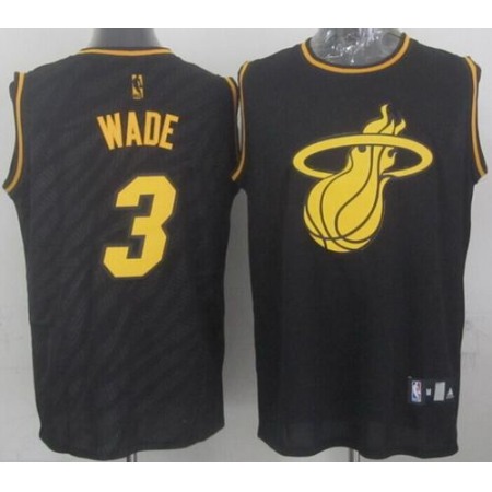 Heat #3 Dwyane Wade Black Precious Metals Fashion Stitched NBA Jersey