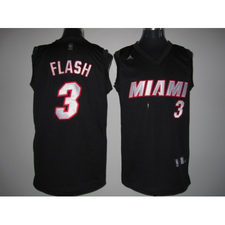 Heat #3 Dwyane Wade Stitched Black Flash Fashion NBA Jersey