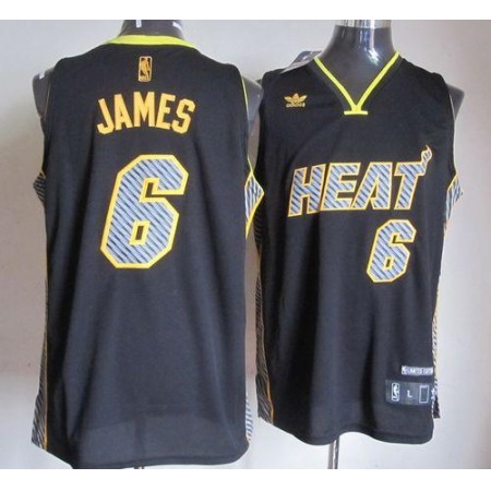 Heat #6 LeBron James Black Electricity Fashion Stitched NBA Jersey