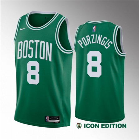 Men's Boston Celtics #8 Kristaps Porzingis Green 2023 Draft Icon Edition Stitched Basketball Jersey