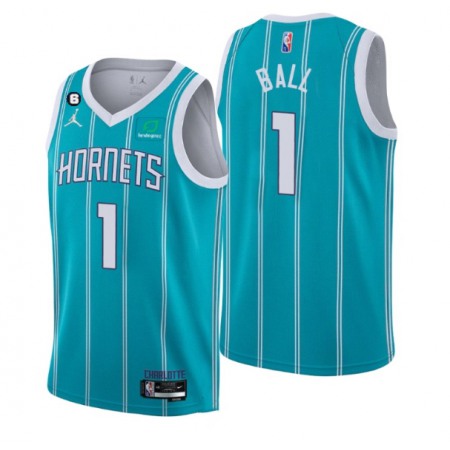 Men's Charlotte Hornets #1 LaMelo Ball 2022-23 Icon Edition No.6 Patch Stitched Basketball Jersey