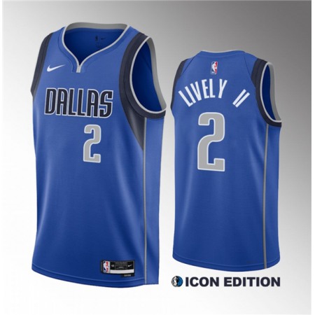 Men's Dallas Mavericks #2 Dereck Lively II Blue 2023 Draft Icon Edition Stitched Basketball Jersey