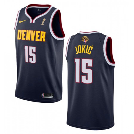 Men's Denver Nuggets #15 Nikola Jokic Navy 2023 Finals Champions Icon Edition Stitched Basketball Jersey