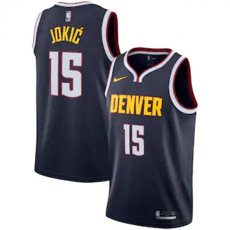 Men's Denver Nuggets #15 Nikola Jokic Navy Icon Edition Stitched Jersey