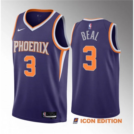 Men's Phoenix Suns #3 Bradley Beal Purple Icon Edition Stitched Basketball Jersey