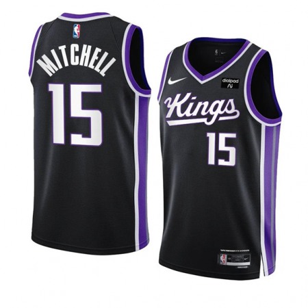 Men's Sacramento Kings #15 Davion Mitchell Black 2023/24 Icon Edition Swingman Stitched Basketball Jersey