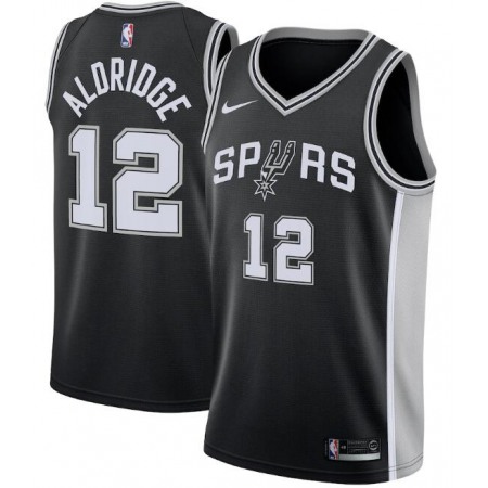 Men's San Antonio Spurs #12 Lamarcus Aldridge Black Icon Edition Swingman Stitched Jersey