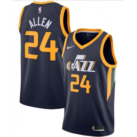 Men's Utah Jazz #24 Grayson Allen Navy Icon Edition Swingman Stitched Jersey