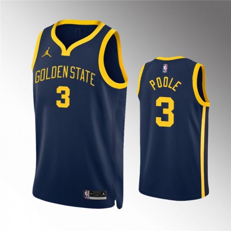 Men's Golden State Warriors #3 Jordan Poole Navy Statement EditionStitched Jersey