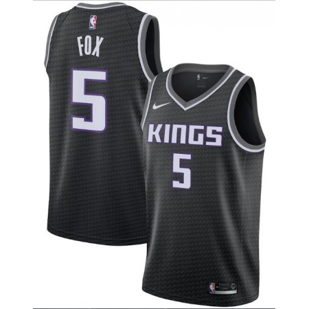 Men's Sacramento Kings #5 De'Aaron Fox Black Statement Editon Stitched Jersey