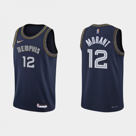 Men's Memphis Grizzlies #12 Ja Morant 75th Anniversary 2021 Navy Swingman Stitched Jersey