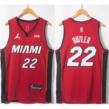 Men's Miami Heat #22 Jimmy Butler Red Statement Edition 75th Anniversary Stitched Jersey