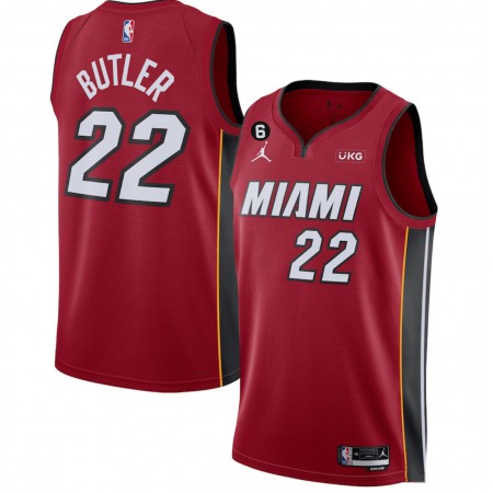 Men's Miami Heat #22 Jimmy Butler Red Statement Edition With NO.6 Patch Stitched Jersey