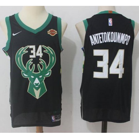 Men's Milwaukee Bucks #34 Giannis Antetokounmpo Black Swingman Stitched NBA Jersey