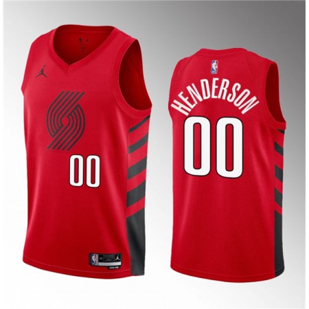 Men's Portland Trail Blazers #00 Scoot Henderson Red 2023 Draft Statement Edition Stitched Basketball Jersey