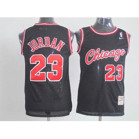 Bulls #23 Michael Jordan Black Nike Throwback Stitched NBA Jersey