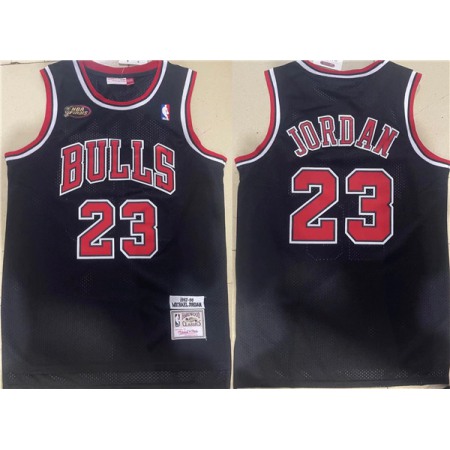 Men's Chicago Bulls #23 Michael Jordan Black 1997-98 Throwback Champions Stitched Jersey