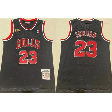 Men's Chicago Bulls #23 Michael Jordan Black 1997-98 Throwback Stitched Jersey