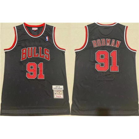 Men's Chicago Bulls #91 Dennis Rodman Black 1997-98 Throwback Stitched Jersey