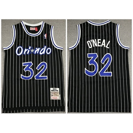 Men's Orlando Magic #32 Shaquille O'Neal Black Throwback Stitched Jersey