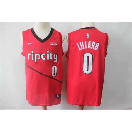 Men's Portland Trail Blazers #0 Damian Lillard Red 2018/19 Earned Edition Swingman Stitched NBA Jersey