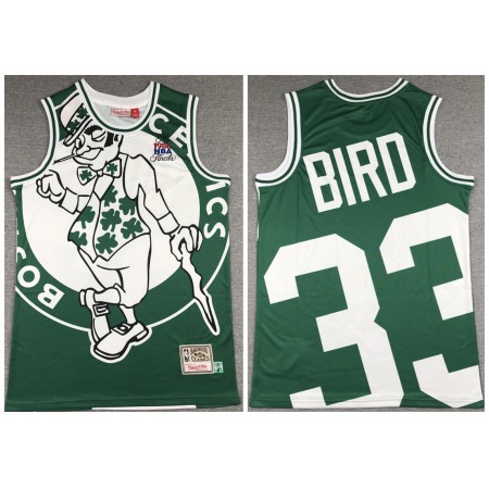 Men's Boston Celtics #33 Larry Bird Green Big Face Throwback Stitched Jersey