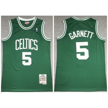 Men's Boston Celtics #5 Kevin Garnett 2007-08 Green Throwback Stitched Jersey