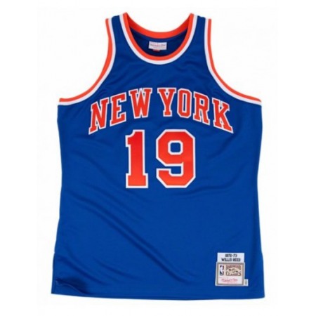 Men's New Yok Knicks #19 Willis Reed 1972-73 Blue Throwback Stitched Jersey