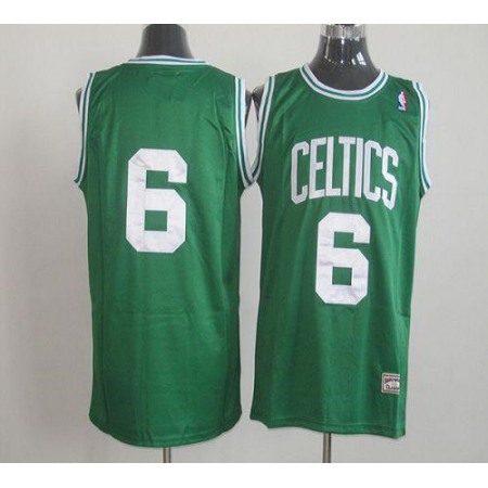 Mitchell and Ness Celtics #6 Bill Russell Stitched Green Throwback NBA Jersey