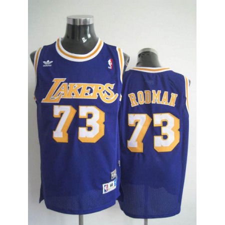 Mitchell and Ness Lakers #73 Dennis Rodman Stitched Blue Throwback NBA Jersey