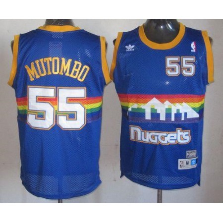 Nuggets #55 Dikembe Mutombo Light Blue Throwback Stitched NBA Jersey